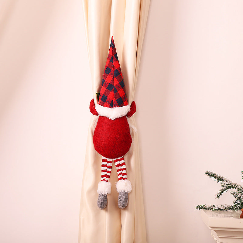 Christmas Decorations - Forest Man Curtain Tiebacks with No-Face Dolls for Home and Interior Decor