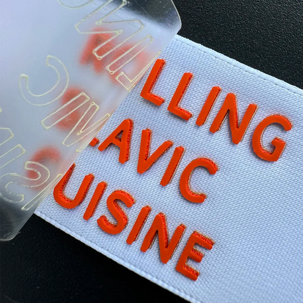Heat Transfer One Color Thick Label 3D Silicone Hot Stamping Soft Label Fabric Chest Label Custom Logo Branding Labe 1mm