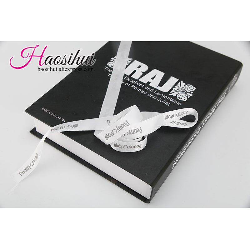 5/8''(16mm) Custom ribbon logo printed pack decoration brand three-dimensional polyester gift ribbons 100yards lot