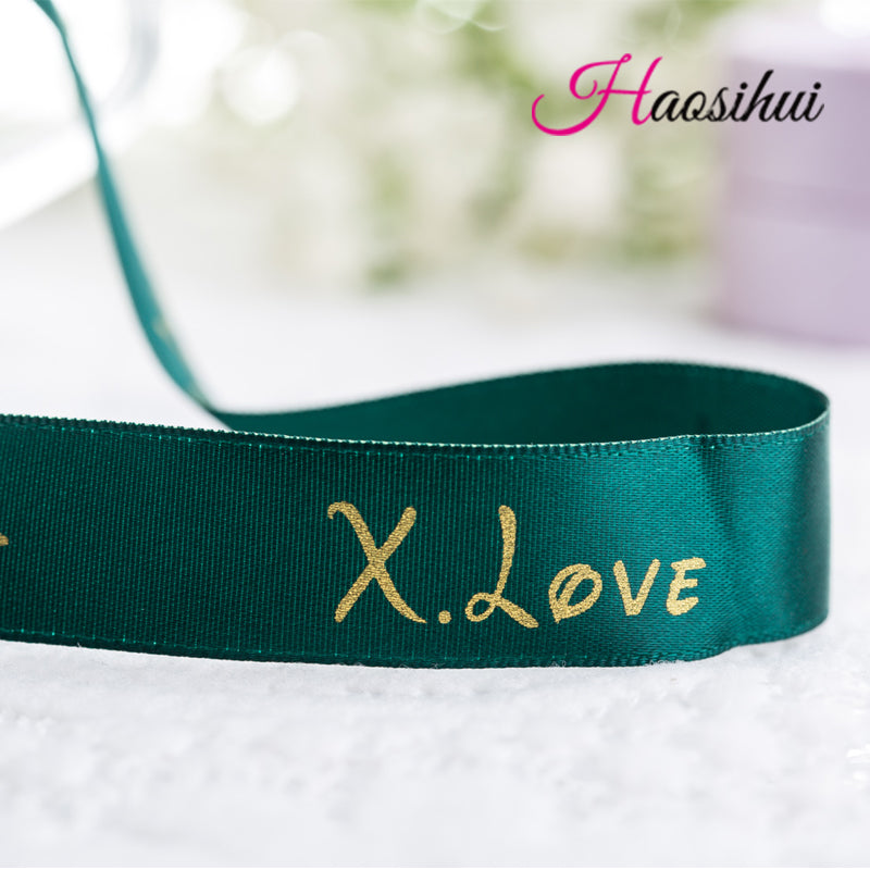 Free design 1/4''(6mm) custom printed logo ribbon gift packaging polyester print Satin LOGO Personalized 100 yard /lot