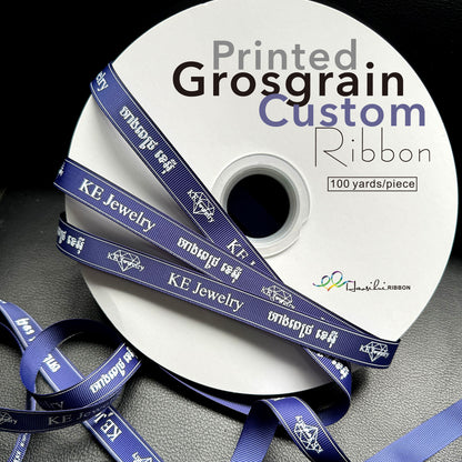 25mm 1 Roll, 298 Feet Screen printing ink Personalized Custom Grosgrain Ribbon for Gift Wrapping, Crafts, DIY Sewing, Package Favors with Text Name Icon,