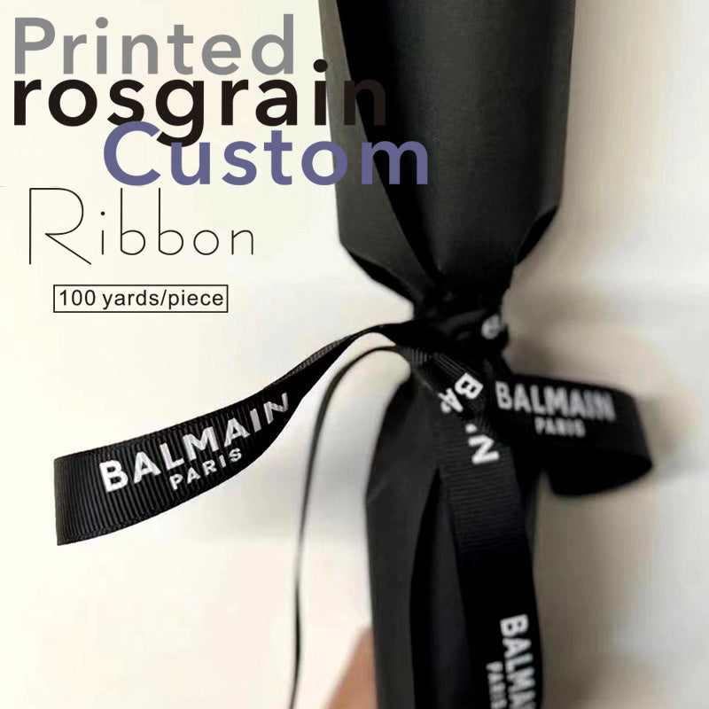 25mm 1 Roll, 298 Feet Screen printing ink Personalized Custom Grosgrain Ribbon for Gift Wrapping, Crafts, DIY Sewing, Package Favors with Text Name Icon,