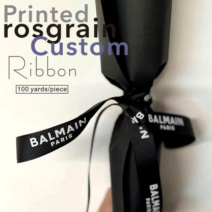 25mm 1 Roll, 298 Feet Screen printing ink Personalized Custom Grosgrain Ribbon for Gift Wrapping, Crafts, DIY Sewing, Package Favors with Text Name Icon,