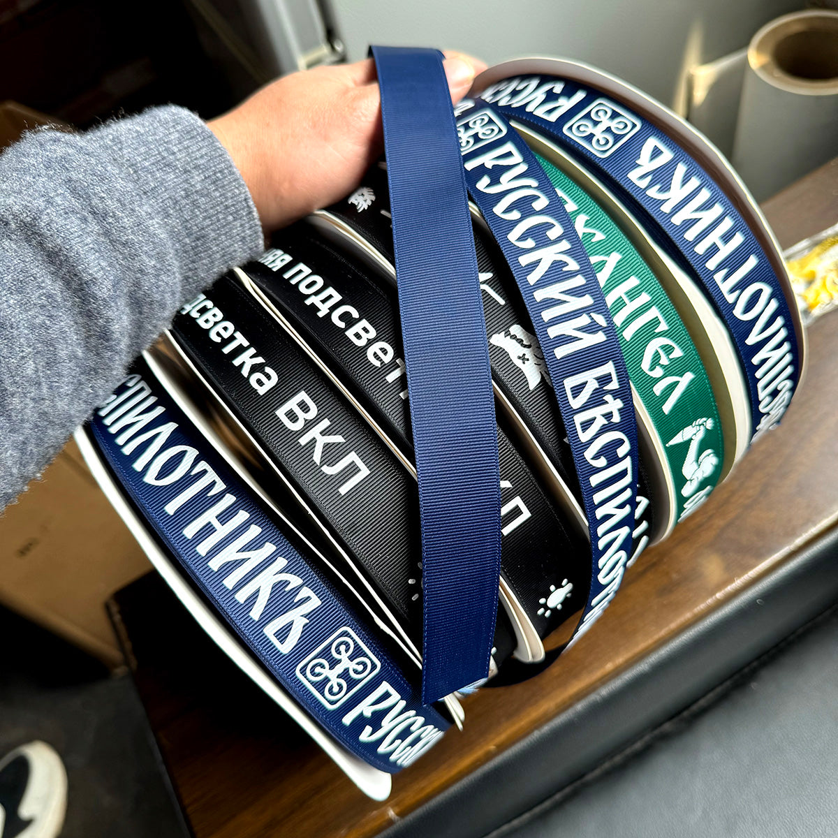 25mm 1 Roll, 298 Feet Screen printing ink Personalized Custom Grosgrain Ribbon for Gift Wrapping, Crafts, DIY Sewing, Package Favors with Text Name Icon,