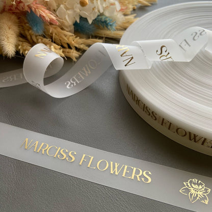 30-foot TPU floral bouquet decorative ribbon, personalized name ribbon, florist holiday decoration accessory.