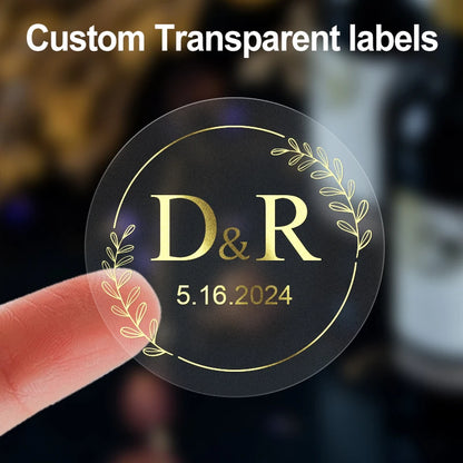 300pcs Personalized Baptism Stickers Round Transparent Gold Silver Foil Sticker Personalized Baptism Label Stickers