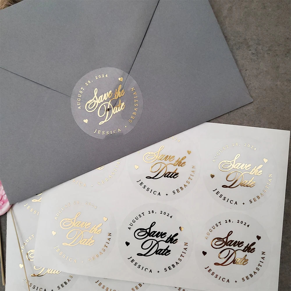 300pcs Personalized Baptism Stickers Round Transparent Gold Silver Foil Sticker Personalized Baptism Label Stickers