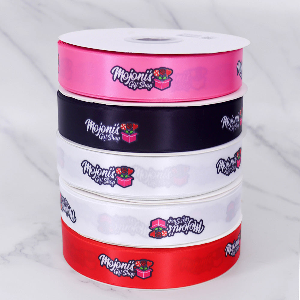 HAOSIHUI Custom Satin Ribbons Personalized Logo Printed Single Face 10~50 Yards Polyester for Gift Wedding Birthday DIY