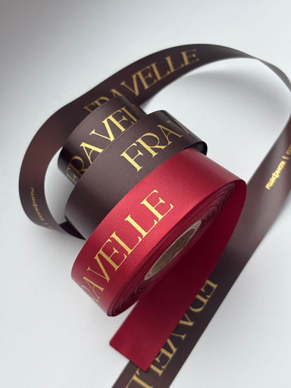 25mm wide colored satin ribbon for printing, 5 meters. Price includes shipping; customized content is included free of charge.