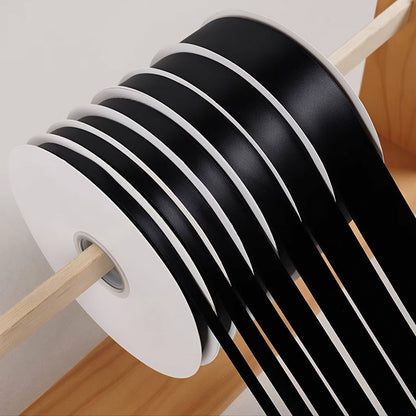 haosihui Ribbon Single Face Satin Ribbon Black And White Ribbon Wholesale 6MM~39MM 100Yards/Roll