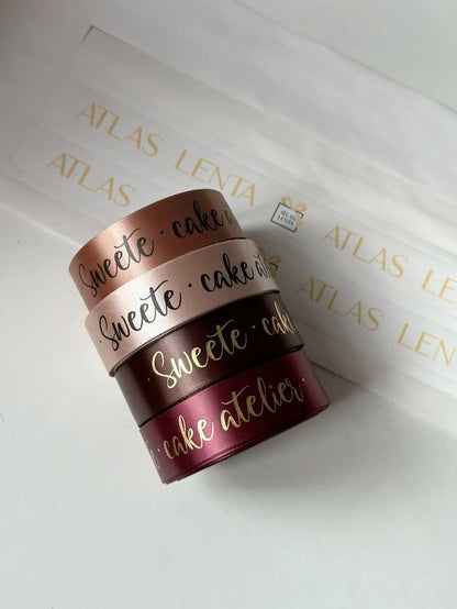 25mm wide colored satin ribbon for printing, 5 meters. Price includes shipping; customized content is included free of charge.