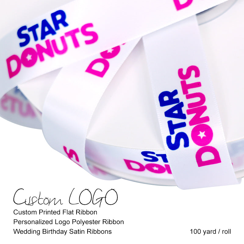100Yards Satin Ribbons for Custom Logos, Business Custom Ribbon, Corporate Image Ribbon