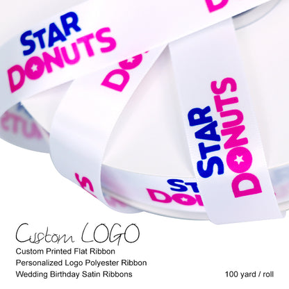 100Yards Satin Ribbons for Custom Logos, Business Custom Ribbon, Corporate Image Ribbon