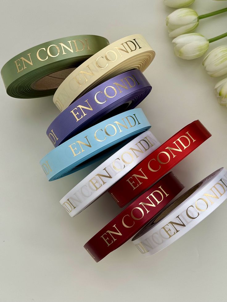 25mm wide colored satin ribbon for printing, 5 meters. Price includes shipping; customized content is included free of charge.