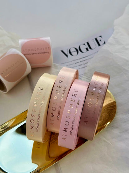 25mm wide colored satin ribbon for printing, 5 meters. Price includes shipping; customized content is included free of charge.