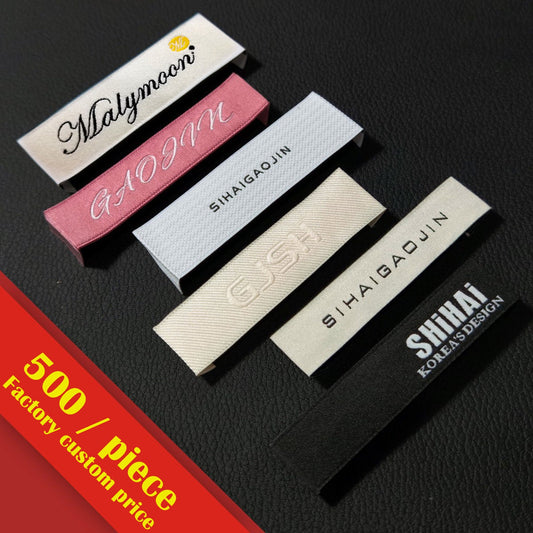 500 Pcs Customized Fabric Sewing Clothing Labels for Garment Brand Logo Woven With Personalized Name Clothes Tags