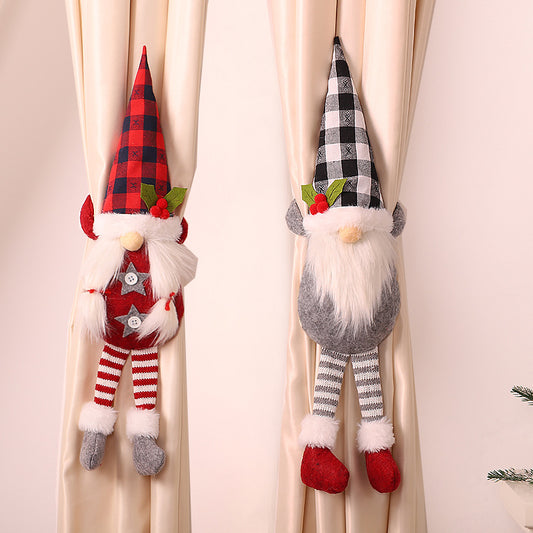 Christmas Decorations - Forest Man Curtain Tiebacks with No-Face Dolls for Home and Interior Decor