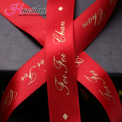 1/2''(13mm) logo printed brand stain metallic silver ribbon Polyester Ribbon gift packaging accessory for Christmas festival