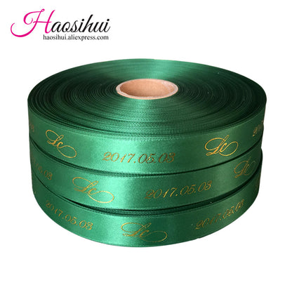 1''(26mm) Hot Sell printed satin ribbon personalized baby shower ribbon and Wedding ribbon for sale 100yard/lot