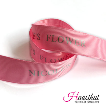 Free design 5/8''(16mm) grosgrain ribbon suppliers printed brand ribbon logo by yourself for wedding favors 100yards/lot