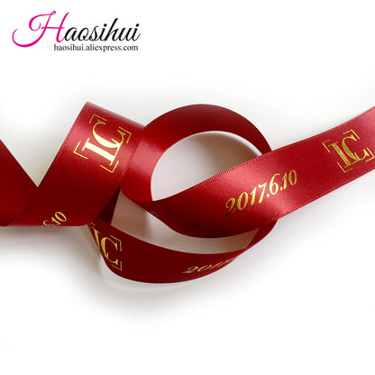 1''(26mm) Hot Sell printed satin ribbon personalized baby shower ribbon and Wedding ribbon for sale 100yard/lot