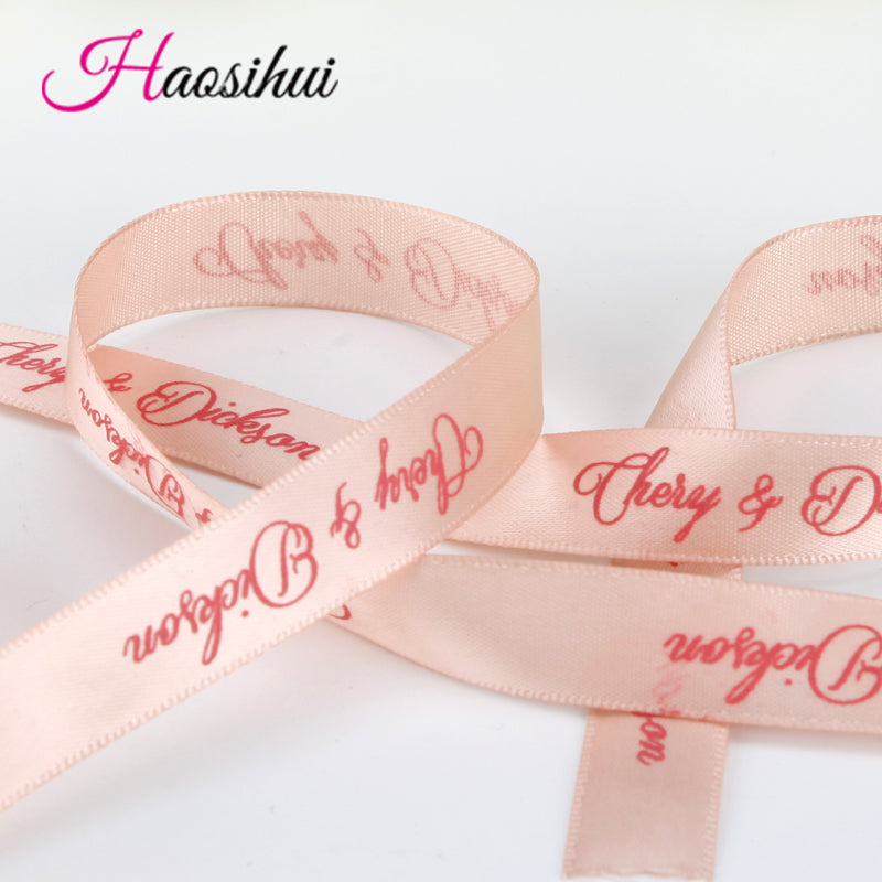 Free design 1/2''(13mm) Custom Logo DIY satin ribbon Wedding & Personalized packing and marriage customize logo ribbon
