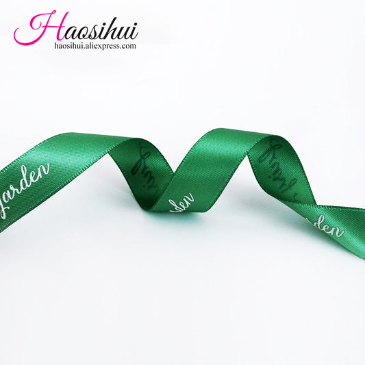 5/8''(16mm) Custom ribbon logo printed pack decoration brand three-dimensional polyester gift ribbons 100yards lot