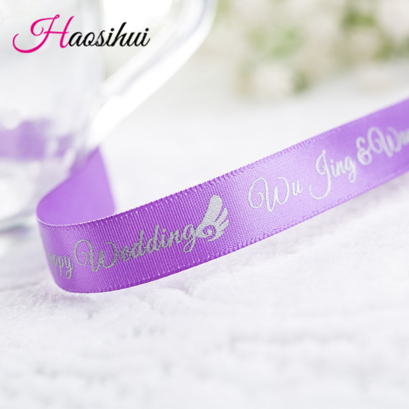 1''(26mm) Customized printed satin width 2.6cm ribbon/personalized ribbon for wedding decoration 100yards/lot