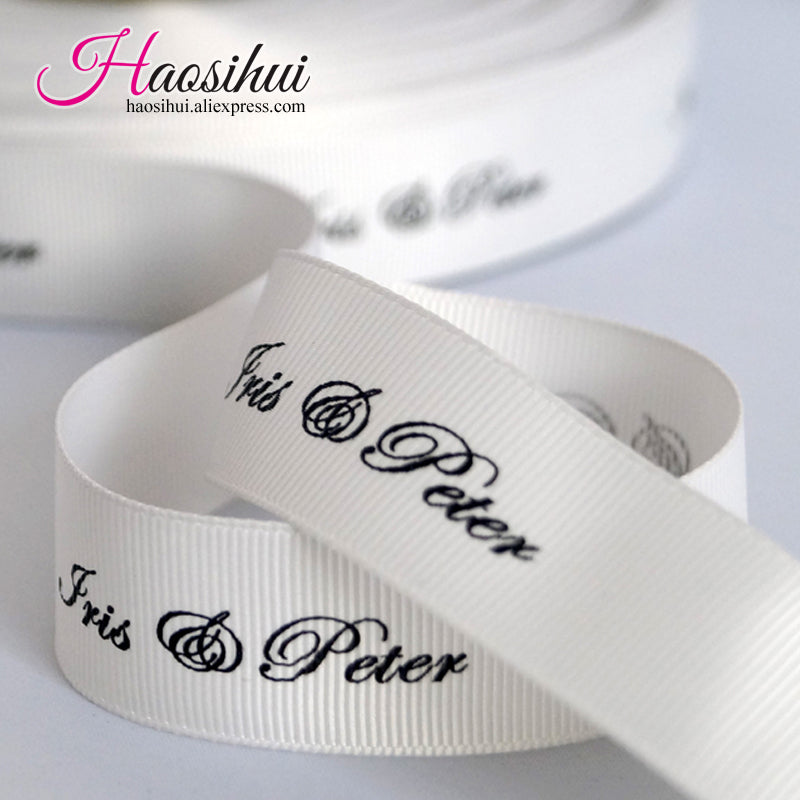 7/8''(23mm) grosgrain ribbon printed brand personalized ribbon wedding candy box with ribbon decoration favors 100yards/lot