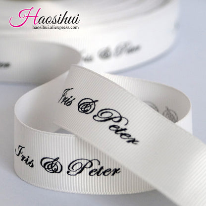 1-1/2''(39mm) DIY Decorations Custom ribbon grosgrain private logo printed gift package ribbons 100yards/lot