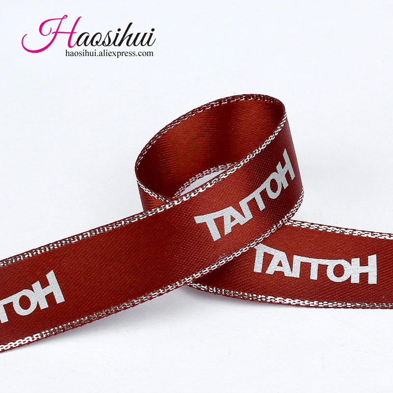 1-1/2''(39mm) custom wire edge ribbon with wedding brand logo and party Gifts Wedding car decoration gift 100yards/lot