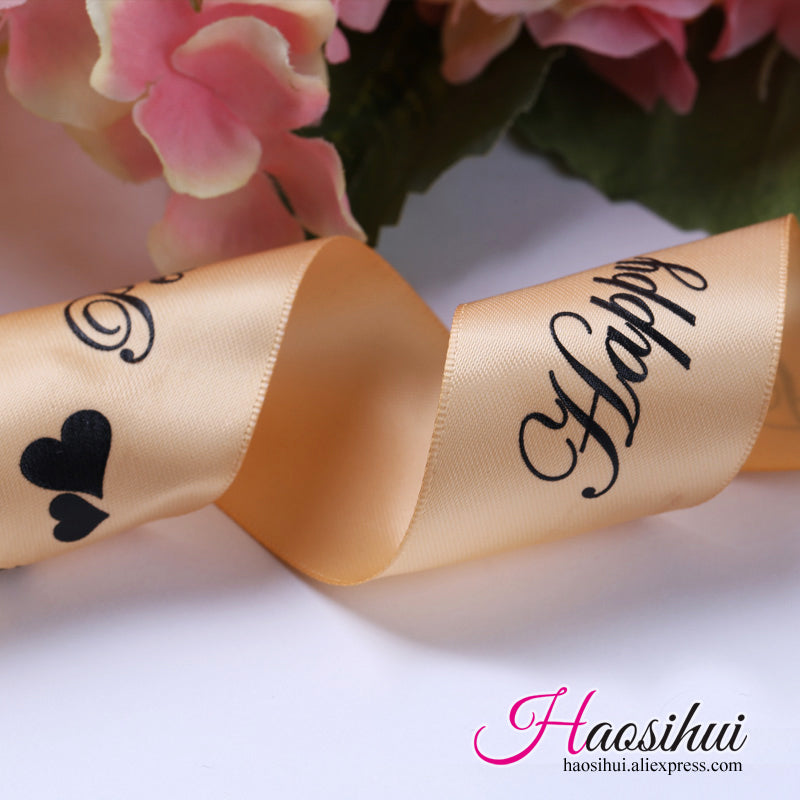 3''(75mm) Custom ribbon logo printed pack decoration brand logo polyester gift ribbons for wedding 100yards lot