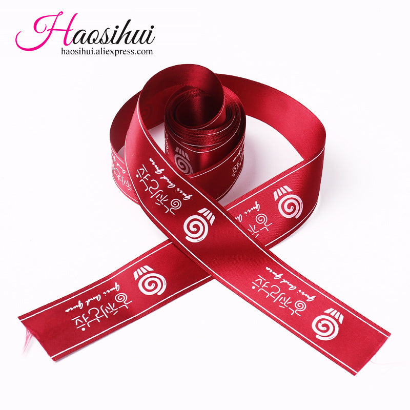 5/8''(16mm) Custom ribbon logo printed pack decoration brand three-dimensional polyester gift ribbons 100yards lot