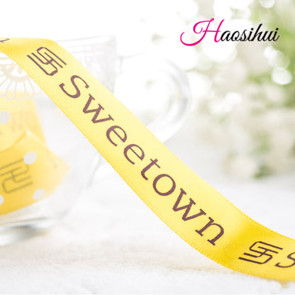 Free design 1/2''(13mm) Custom Logo DIY satin ribbon Wedding & Personalized packing and marriage customize logo ribbon